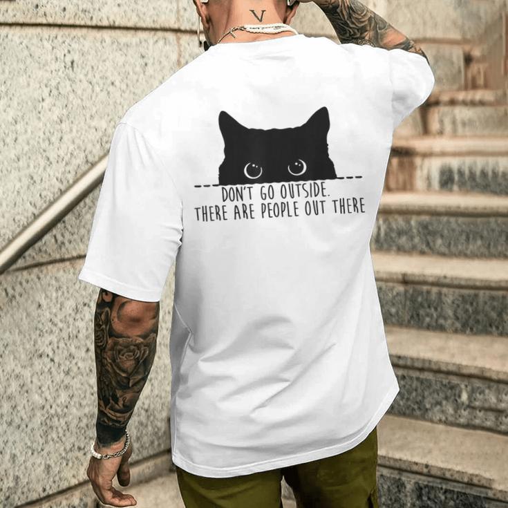 Cat Leute Da Draußen Cat French Language T-Shirt mit Rückendruck Geschenke für Ihn