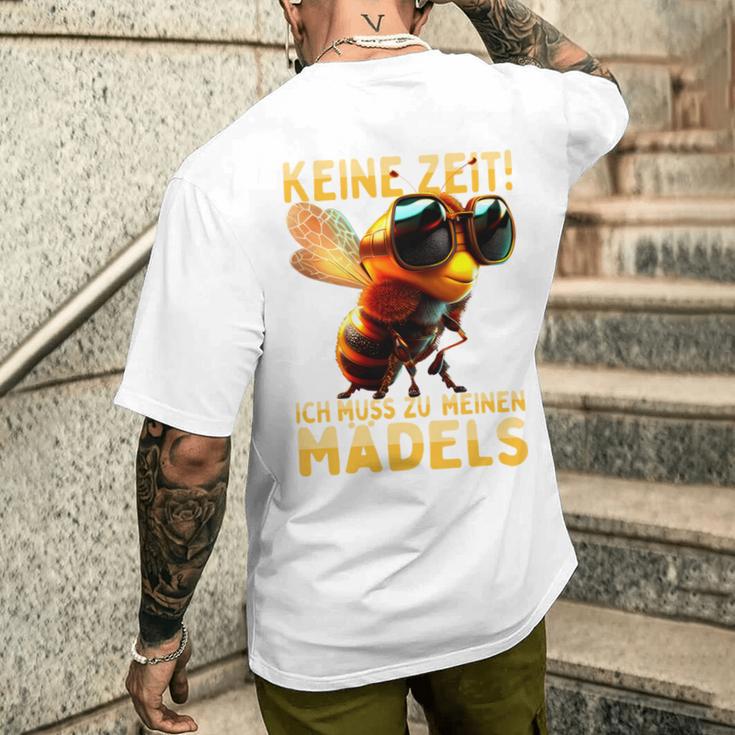 Keine Zeit Ich Muss Zu Meinen Mädels Bienenzüchter Bienen Long-Sleeved T-Shirt mit Rückendruck Geschenke für Ihn