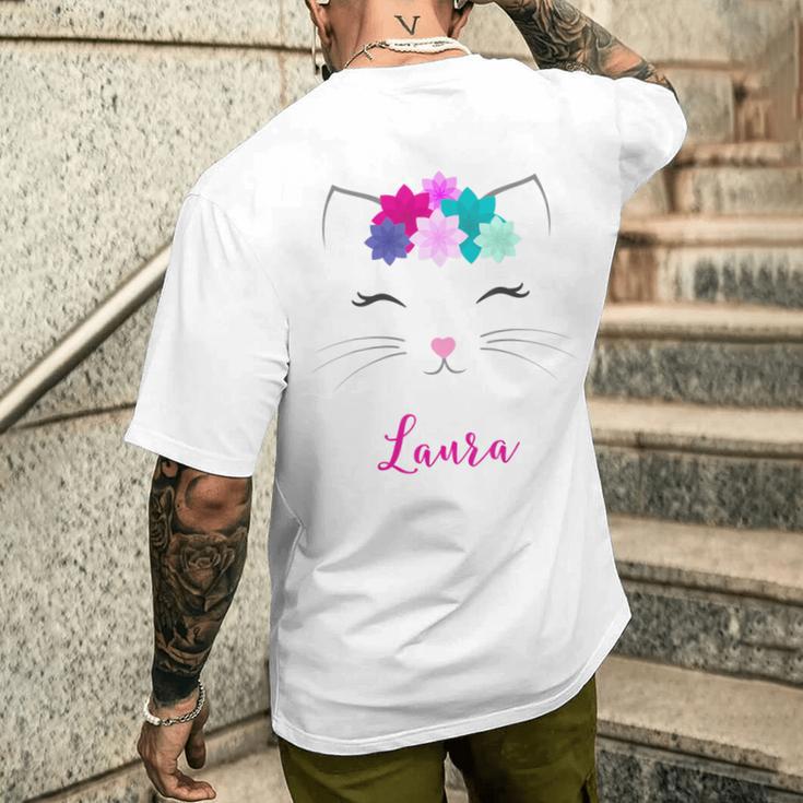 Laura Name Colourful Kitten Cat Laura T-Shirt mit Rückendruck Geschenke für Ihn