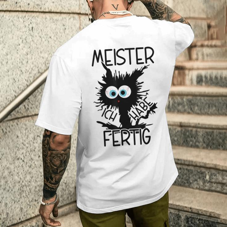 Meister Geschafft Meister Bestanden Gray T-Shirt mit Rückendruck Geschenke für Ihn