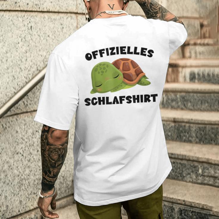 Offizielles Schlaf Schildkröte Turtle Gray S T-Shirt mit Rückendruck Geschenke für Ihn