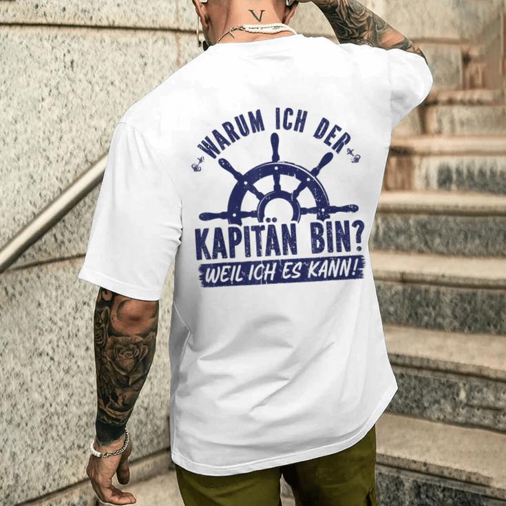 Warum Ich Der Kapänn Bin Weil Ich Es Kann Boat Rider Gray T-Shirt mit Rückendruck Geschenke für Ihn