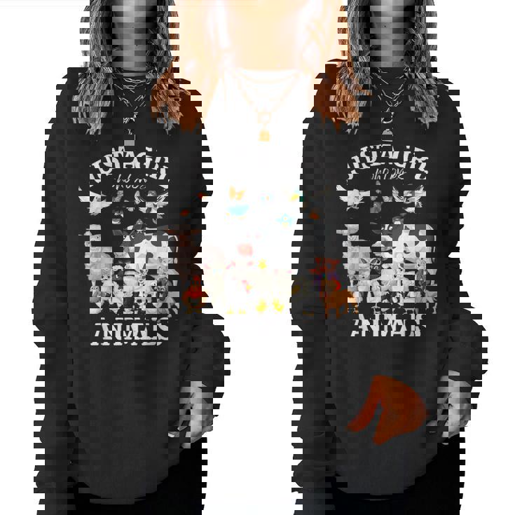 Just A Girl Who Loves Animals For Girls Who Love Animals Women Sweatshirt