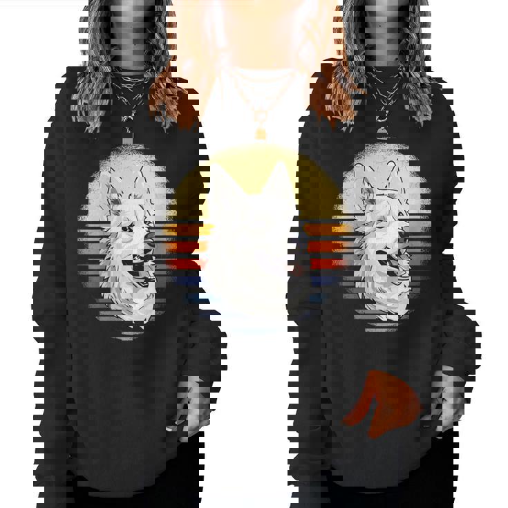 White Shepherd Vintage White German Shepherd Women Sweatshirt