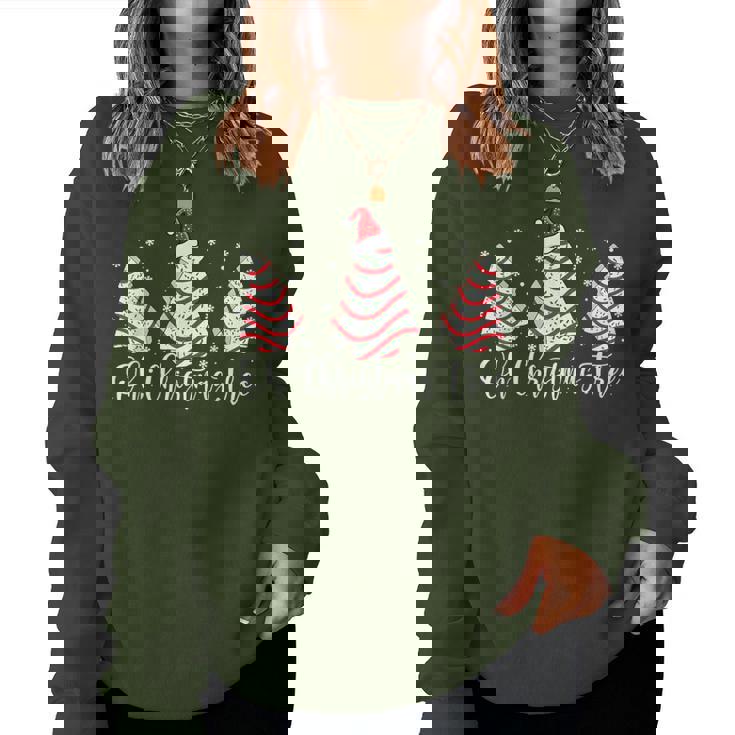 Groovy Oh Christmas Tree Xmas Lights Tree Cakes Debbie Women Sweatshirt