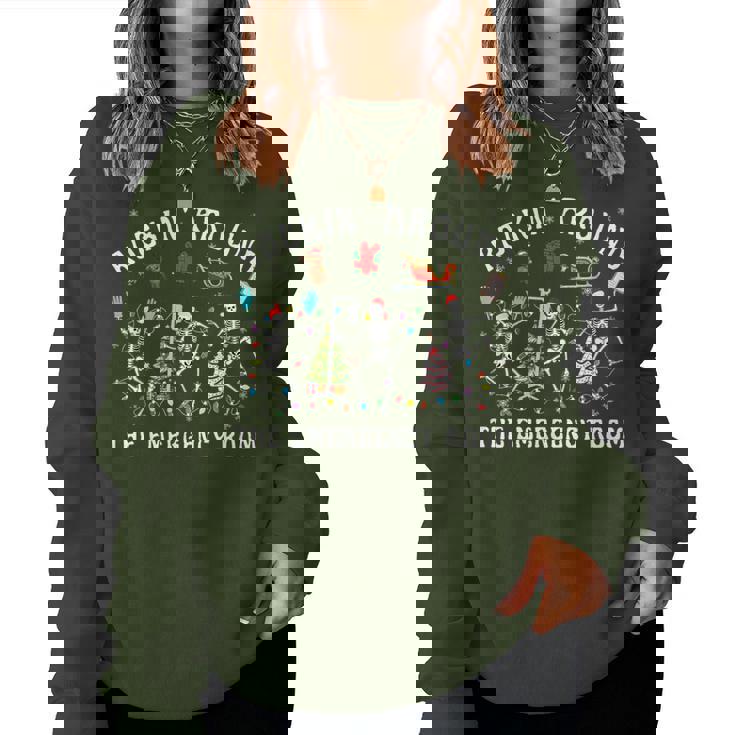 Rockin-Around The Emergency Room Skeleton Er Nurse Xmas Women Sweatshirt