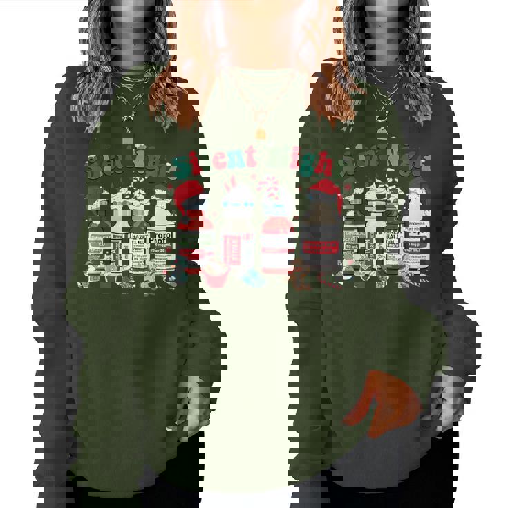 Silent Night Merry Christmas Nurse Pills Pharmacist Pharmacy Women Sweatshirt