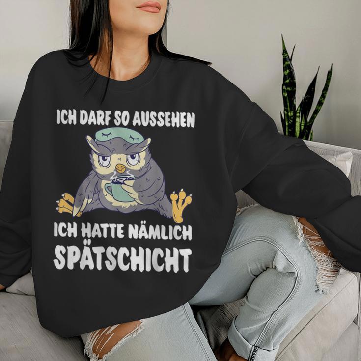 Ich Darf So Aussehen Ich Hatte Spätschicht Coffee Owl Sweatshirt Frauen Geschenke für Sie