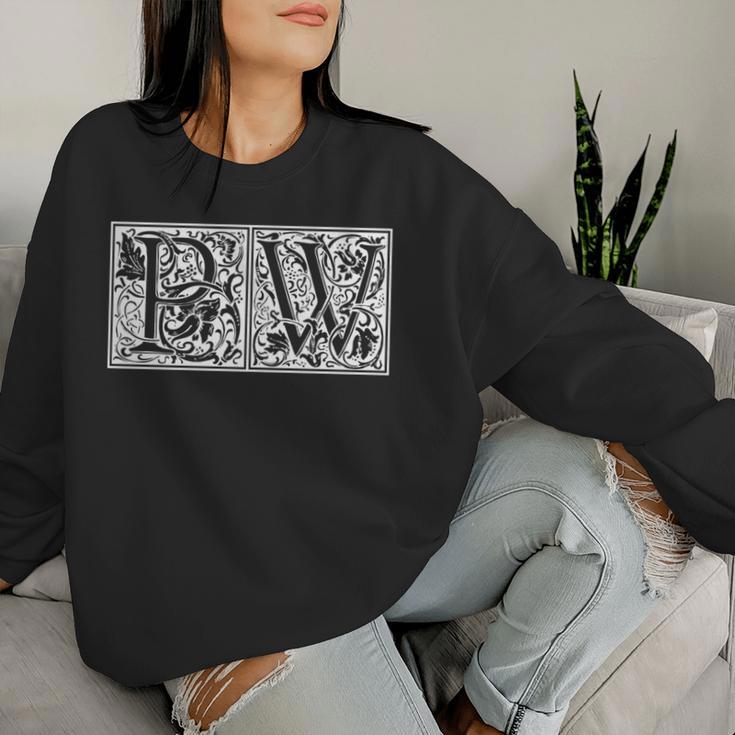 Pw Initials P W Name Last Name Onomastics Onomatology Sweatshirt Frauen Geschenke für Sie