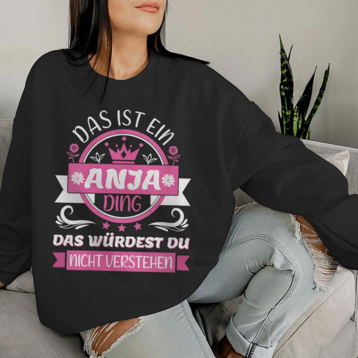 Women's Anja Name First Name Name Day Das Ist Ein Anja Ding With-Neck Sweatshirt Frauen Geschenke für Sie