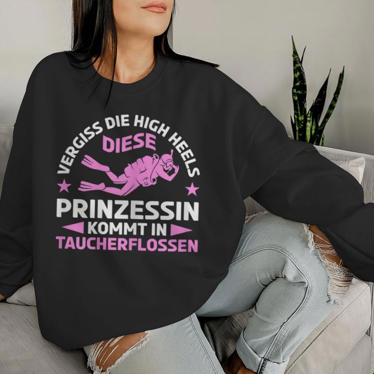 Women's Diese Prinzessin Kommt In Diving Fins Sports Diving S Sweatshirt Frauen Geschenke für Sie