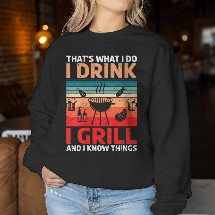 Damen Bbq Beer Freedome Das Ist Was Ich Trinke Und Weiß Dinge Mit-Ausschnitt Sweatshirt Frauen Lustige Geschenke