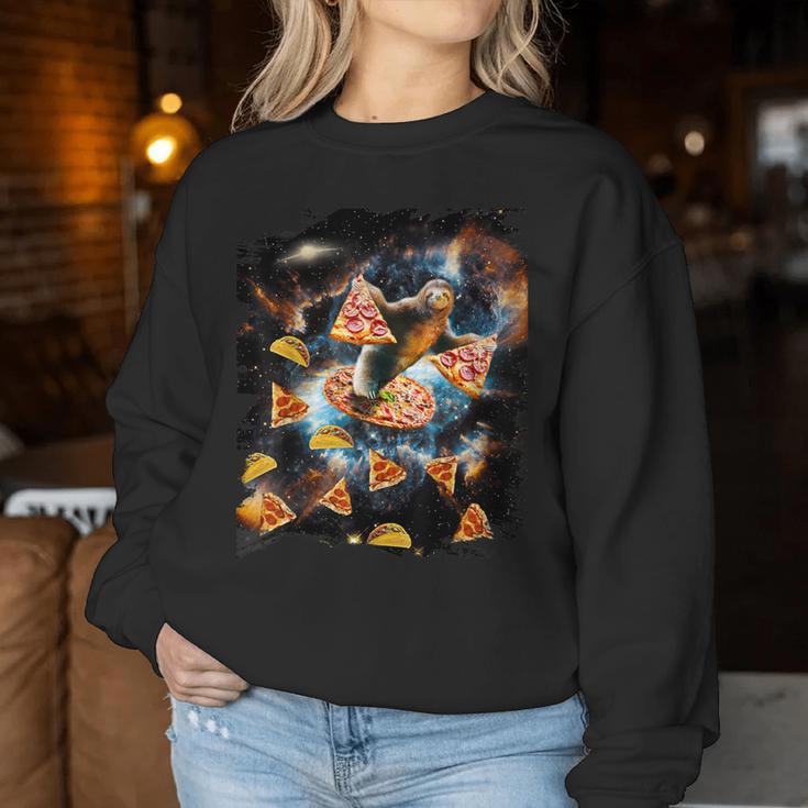 Galaxy Sloth Eat Pizza Taco In Space Sweatshirt Frauen Lustige Geschenke