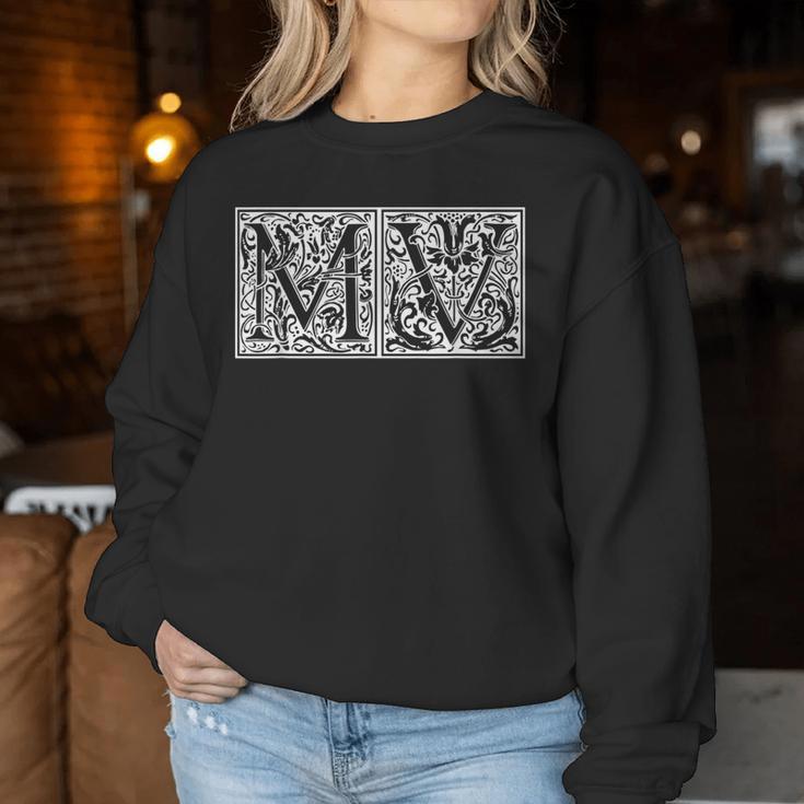 Mv Initialen M Name Nachname Onomastics Onomatology Sweatshirt Frauen Lustige Geschenke