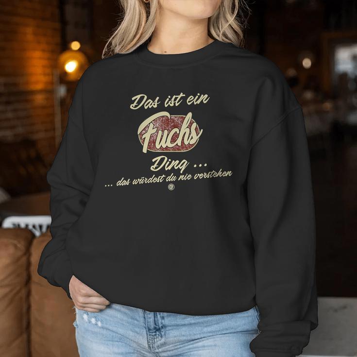 Women's Das Ist Ein Fuchs Ding Family Fox With-Neck S Sweatshirt Frauen Lustige Geschenke