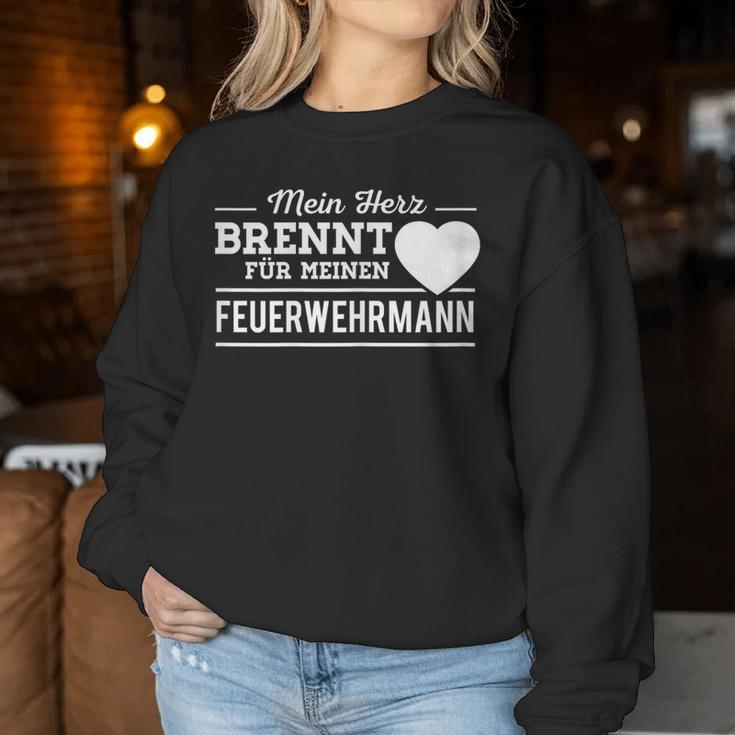 Women's Mein Herz Brennt Für Meinen Fireman Fire Brigade Sweatshirt Frauen Lustige Geschenke