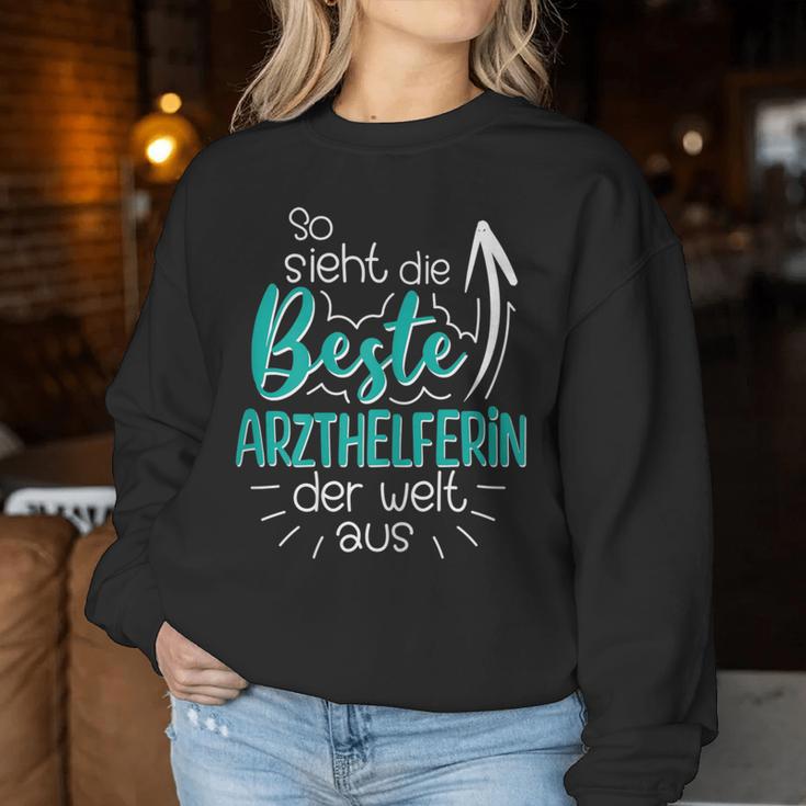 Women's So Sieht Die Beste Arzhelferin Der Welt Aus Mfa Sweatshirt Frauen Lustige Geschenke