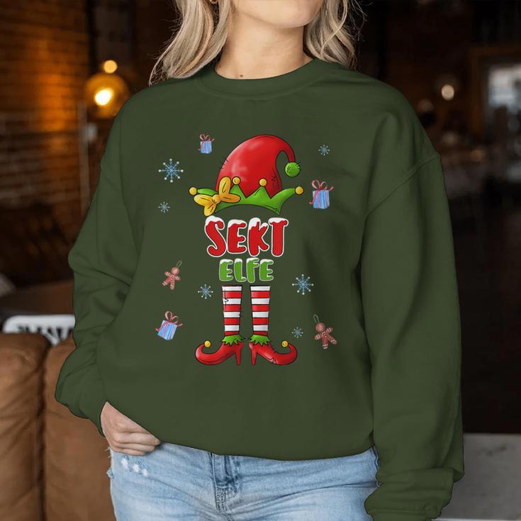 Christmas Outfit Sparkling Wine Elf Christmas Sweatshirt Frauen Lustige Geschenke