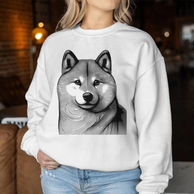 Dog Fingerprint Shiba Inu Dad Mom Gray Sweatshirt Frauen Lustige Geschenke