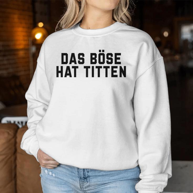 Women's Das Böse Hat Titen Titten Tittchen Teufel Teufelchen Horns Sweatshirt Frauen Lustige Geschenke