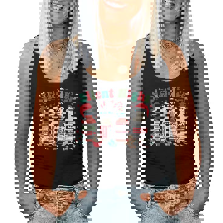 Silent Night Merry Christmas Nurse Pills Pharmacist Pharmacy Women Tank Top