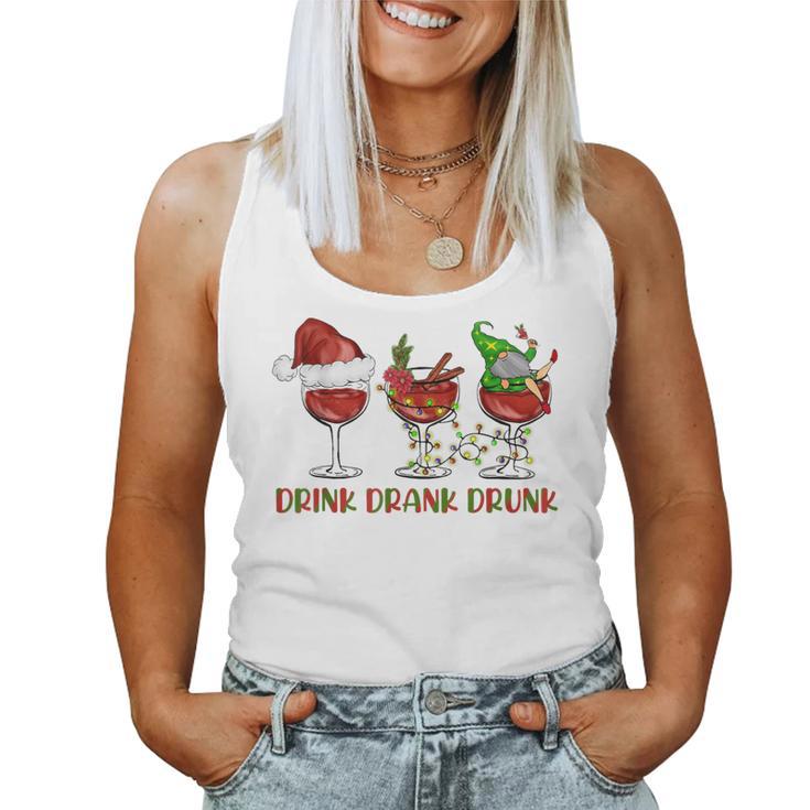 Drink Drank Drunk Wine Santa Christmas Blue Tank Top Frauen