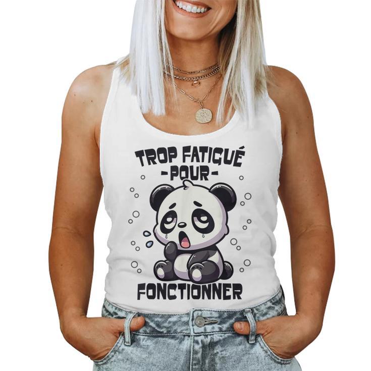 Chemise De Nuit Débardeur "Je Peux Pas J'ai La Flemme" - Panda Mignon - Coton Léger