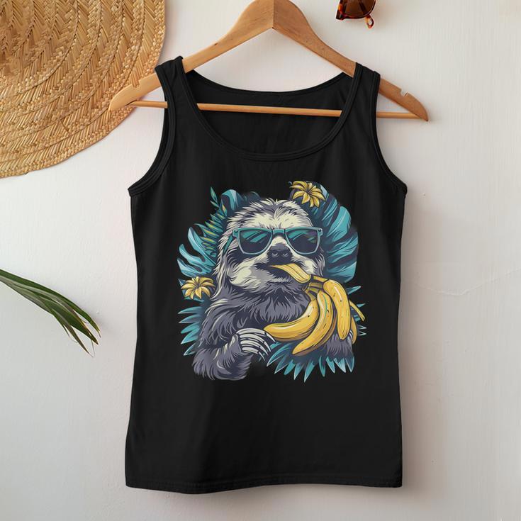 Banana Sloth Wildlife Sunglasses Portrait Banana Fruit Tank Top Frauen Lustige Geschenke