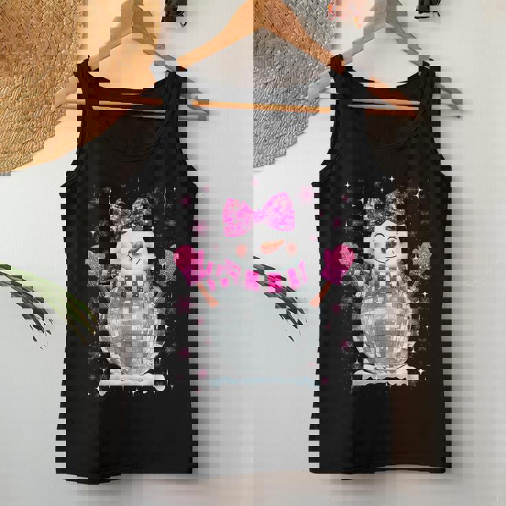 Cute Snowman Disco Ball Christmas Coquette Bow Girls Women Tank Top Personalized Gifts