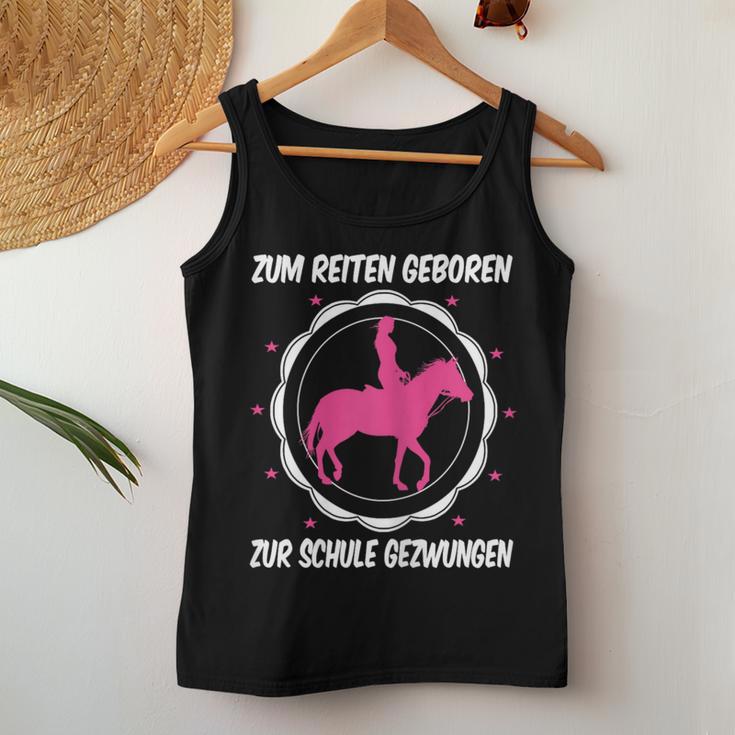 Horse Zum Reiten Geboren Zur Schule Zwzwungen German L Tank Top Frauen Lustige Geschenke