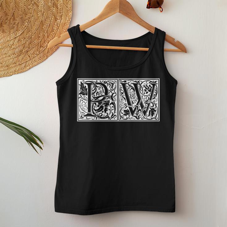 Pw Initials P W Name Last Name Onomastics Onomatology Tank Top Frauen Lustige Geschenke