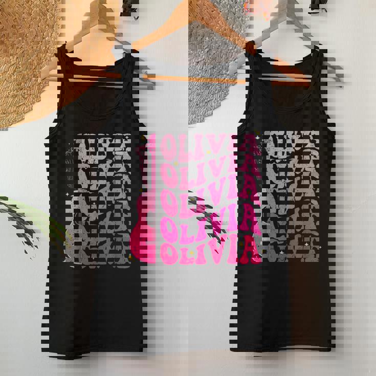 Retro Olivia First Name Personalized Groovy 80'S Pink Girl Women Tank Top Personalized Gifts