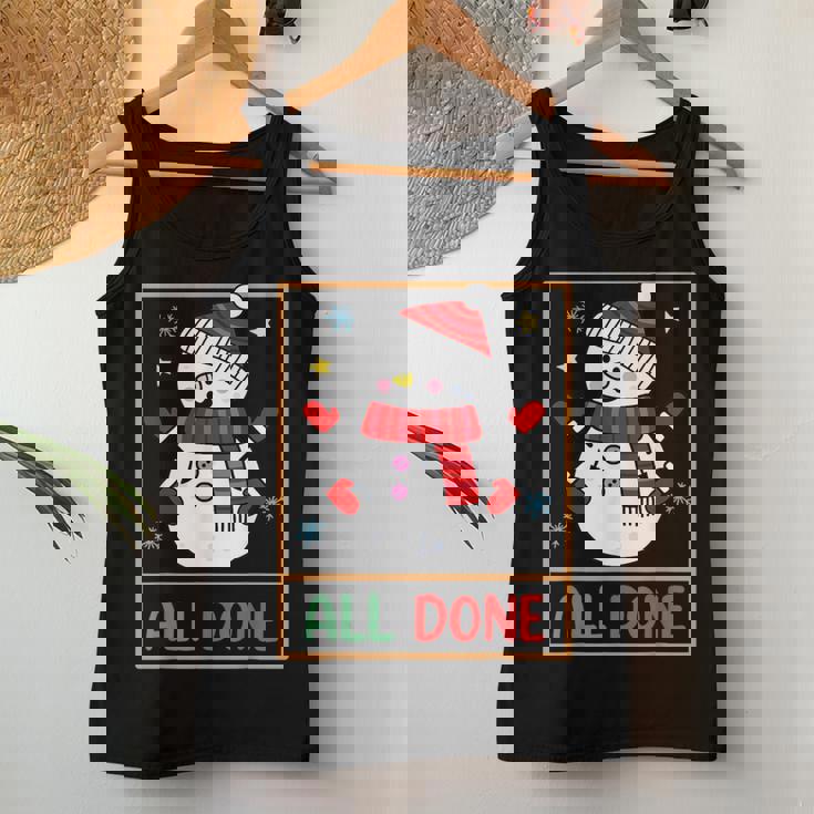 Snowman All Done Sign Language Speech Pathology Sped Teacher Women Tank Top Unique Gifts