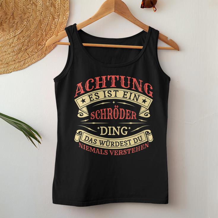 Women's With-Neck Achtung Es Ist Ein Schröder Ding Surname Name Plate Tank Top Frauen Lustige Geschenke