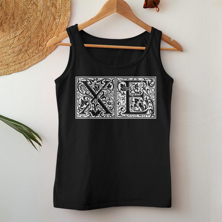 Xe Initials X E Name Last Name Onomastics Onomatology Tank Top Frauen Lustige Geschenke