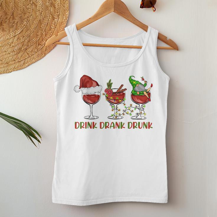 Drink Drank Drunk Wine Santa Christmas Blue Tank Top Frauen Lustige Geschenke