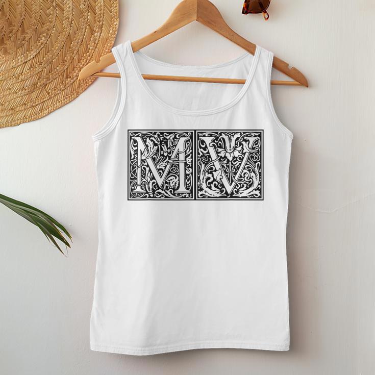 Mv Initials M Name Surname Onomastics Onomatology Gray Tank Top Frauen Lustige Geschenke