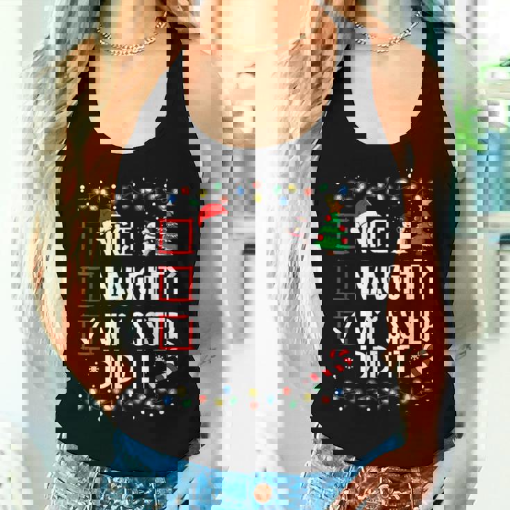 Christmas Nice Naughty Sister Did It Xmas Family Boys Girls Women Tank Top Gifts for Her