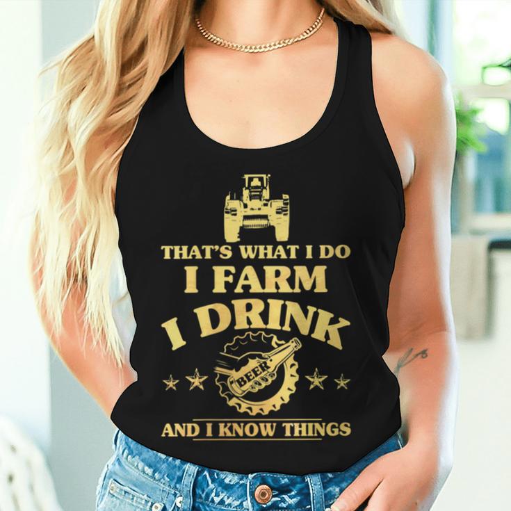 Damen Das Ist Was Ich Mache Farm Drink Beer Ich Weiß Dinge Mit-Ausschnitt Tank Top Frauen Geschenke für Sie