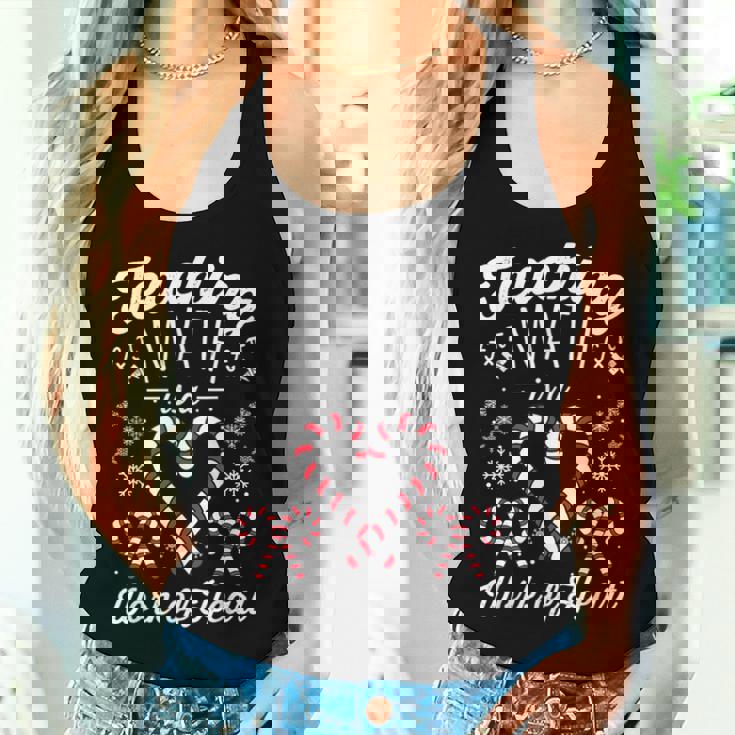 Christmas Candy Cane Work Of Heart Math Teacher Women Tank Top Gifts for Her