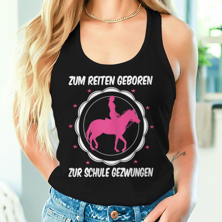 Horse Zum Reiten Geboren Zur Schule Zwzwungen German L Tank Top Frauen Geschenke für Sie