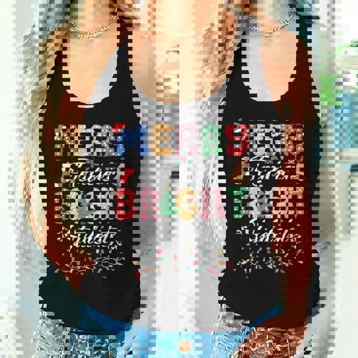 Merry Teacher Bright Student Teacher Xmas Holiday Men Women Tank Top Gifts for Her