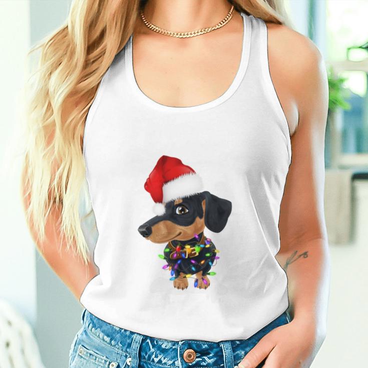 Christmas Outfit Women's Christmas Hat Dog Dachshund Tank Top Frauen Geschenke für Sie