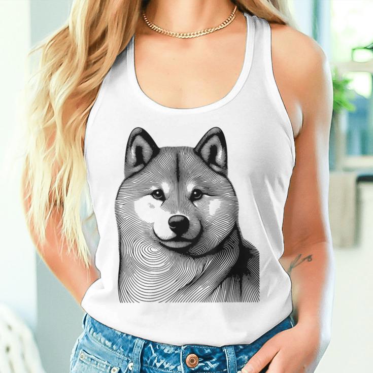 Dog Fingerprint Shiba Inu Dad Mom Gray Tank Top Frauen Geschenke für Sie