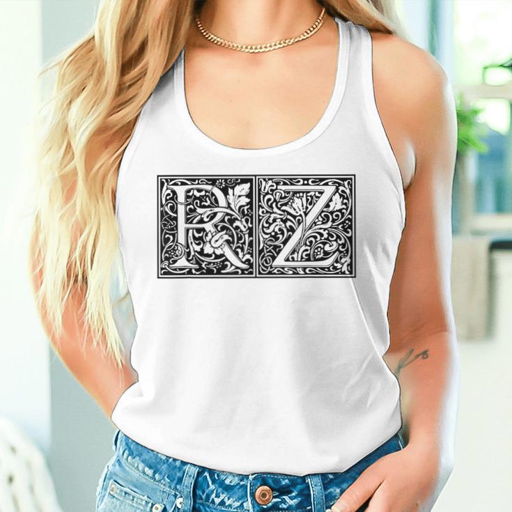 Rz Initials R Z Name Surname Onomastics Onomatology Gray Tank Top Frauen Geschenke für Sie