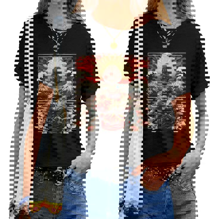 Art Japonaisintage Coucher De Soleil Montagne Floral Geisha T-shirt femme