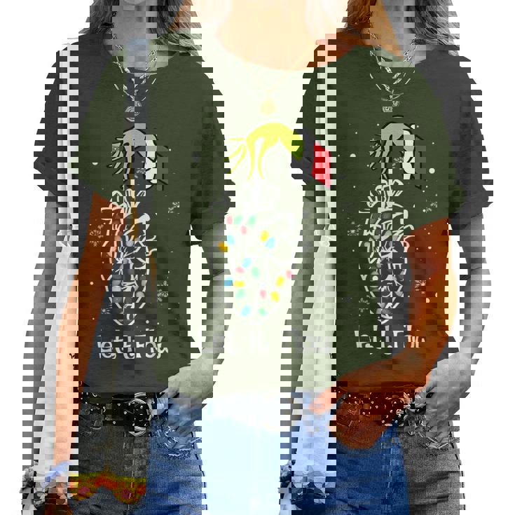 Let It Flow Anatomy Heart Cardiac Nurse Santa Hat Xmas Women T