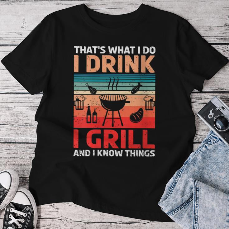 Damen Bbq Beer Freedome Das Ist Was Ich Trinke Und Weiß Dinge Mit-Ausschnitt T-shirt Frauen Lustige Geschenke