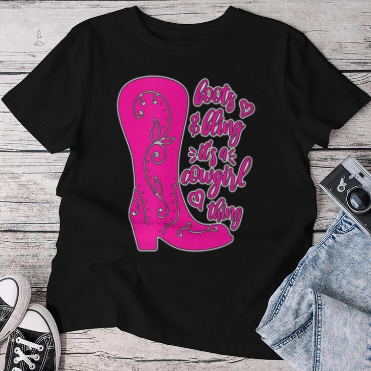 Stiefel Und Bling Es Ist Ein Cowgirl-Ding T-shirt Frauen Lustige Geschenke