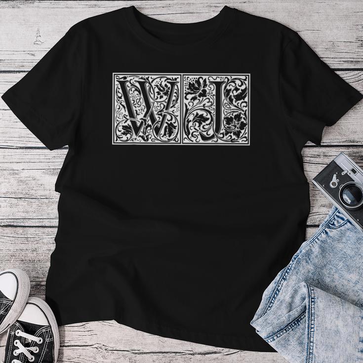 Wj Initialen W J Name Nachname Onomastics Onomatology T-shirt Frauen Lustige Geschenke